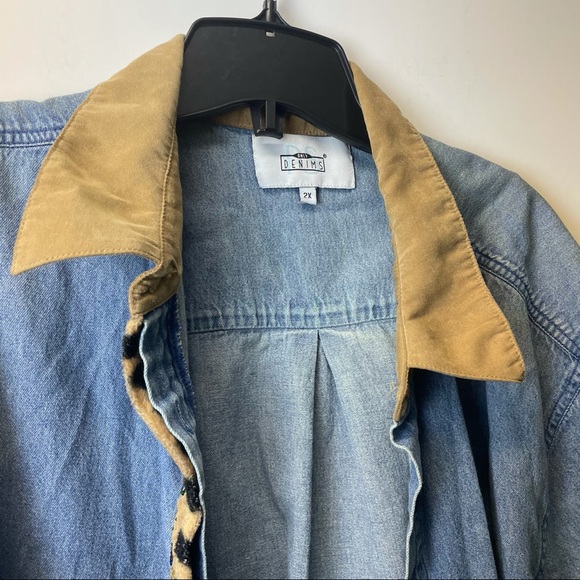 Vintage only denims button up women’s 2X animal print detail casual - Picture 2 of 6